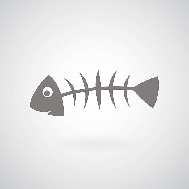 illustrazioni stock, clip art, cartoni animati e icone di tendenza di simbolo della spina di pesce - animal skeleton illustrations