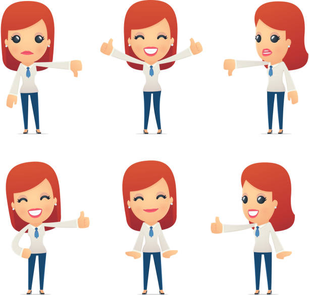 set of reception character in different poses vector art illustration