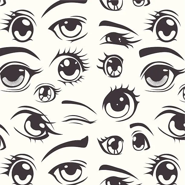 Vector illustration of Anime style seamless pattern