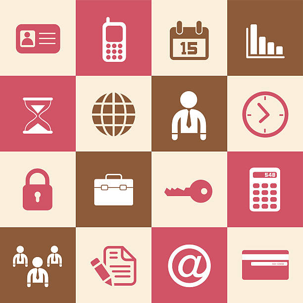 ilustrações de stock, clip art, desenhos animados e ícones de conjunto de ícones de negócios - symbol computer icon calendar icon set