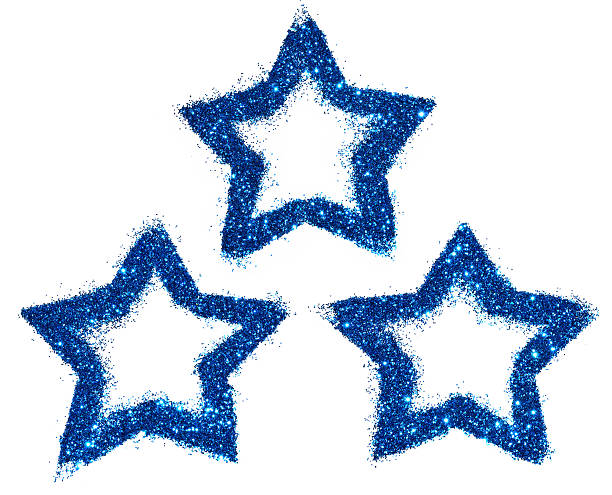 istock Three abstract stars of blue glitter sparkle on white background 505465536