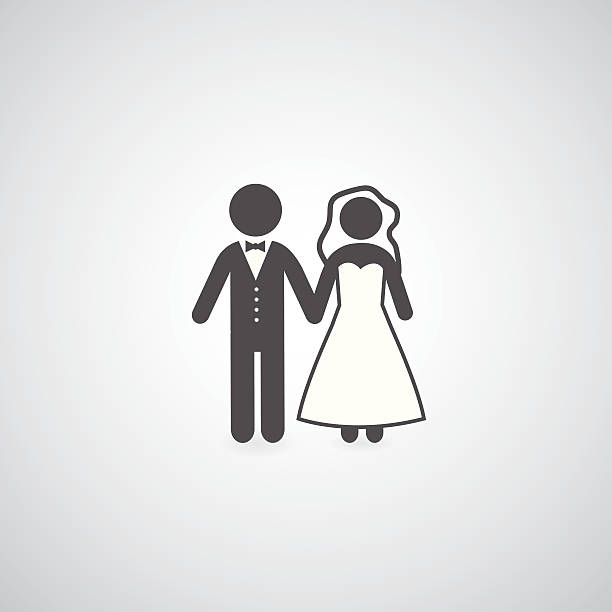 신부 및 신랑 기호까지 - couple two parent family ring wedding dress stock illustrations