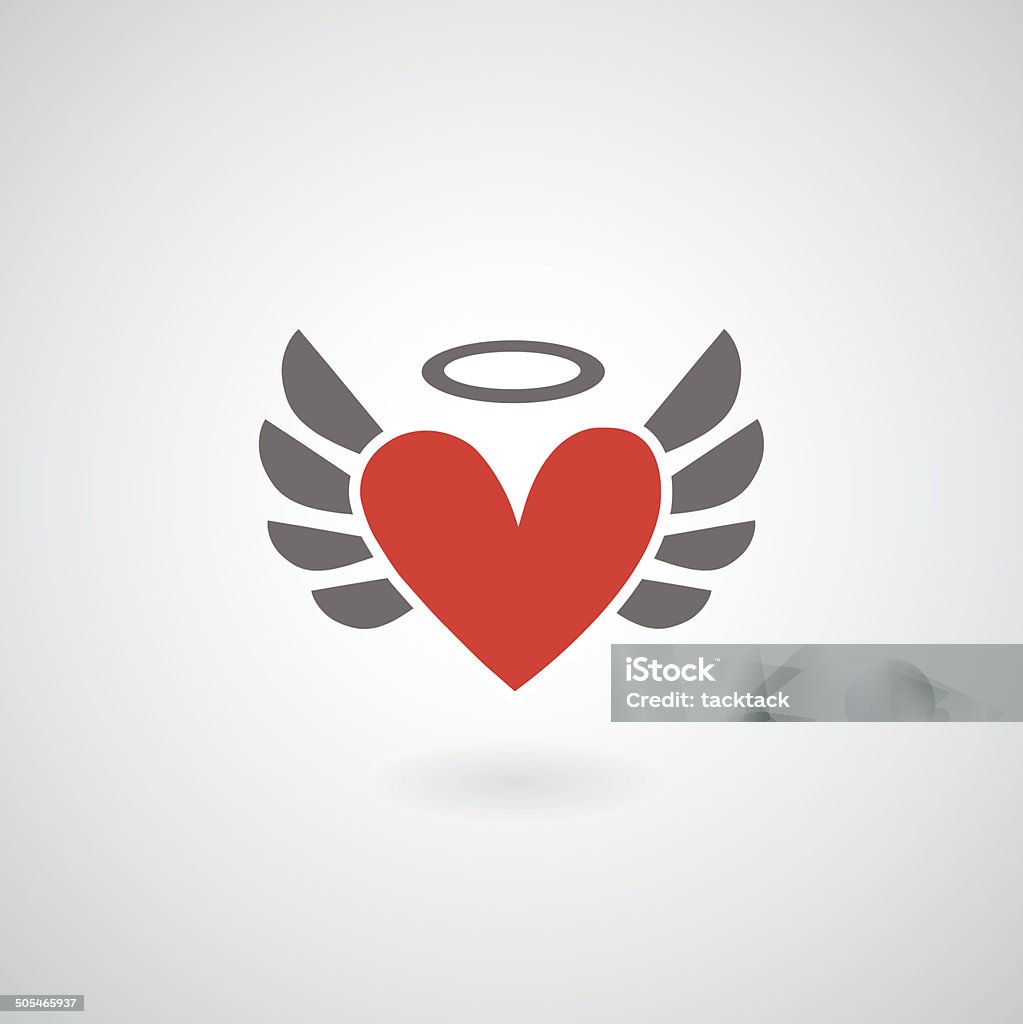 Winged heart symbol Winged heart symbol on gray background Animal Wing stock vector