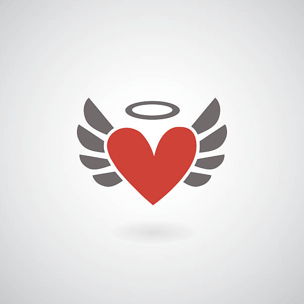 Winged heart symbol Winged heart symbol on gray background winged heart stock illustrations