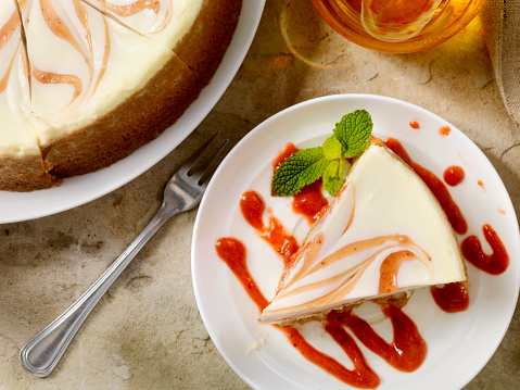 Strawberry Swirl Cheesecake  -Photographed on Hasselblad H3D2-39mb Camera