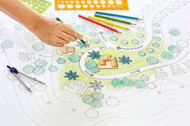 istock Landscape Designs Blueprints For Resort. 505466222