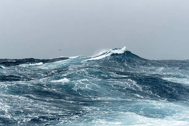 Photo of Big Ocean Swells in a Stormy Sea