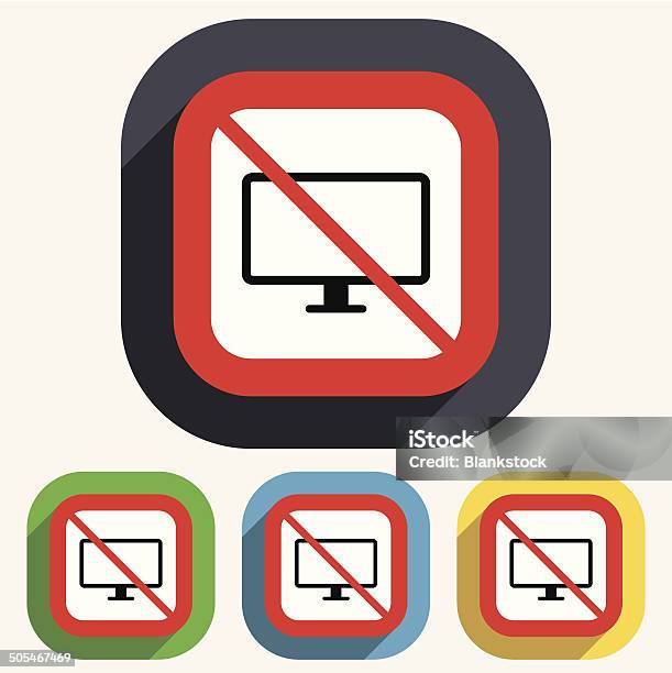 Ilustración de Ninguna Señal Icono De Computadora Monitor Pantalla Ancha y más Vectores Libres de Derechos de Ancho
