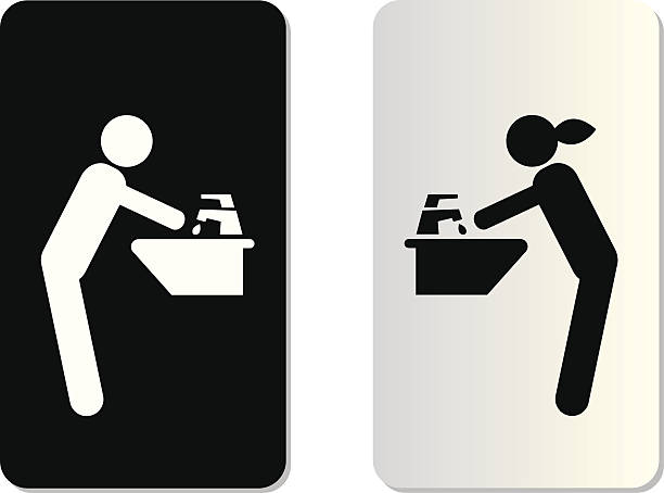 rinse symbol rinse symbol tag on white background water sanitation worker washing faucet stock illustrations