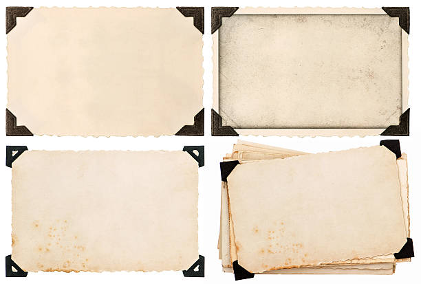 old cardboard with corner, postcard, aged paper old cardboard with corner, postcard, aged paper isolated on white background postcard photos stock pictures, royalty-free photos & images