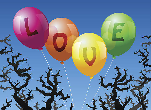 ilustrações, clipart, desenhos animados e ícones de balões amor - thorn relationship difficulties heart shape love
