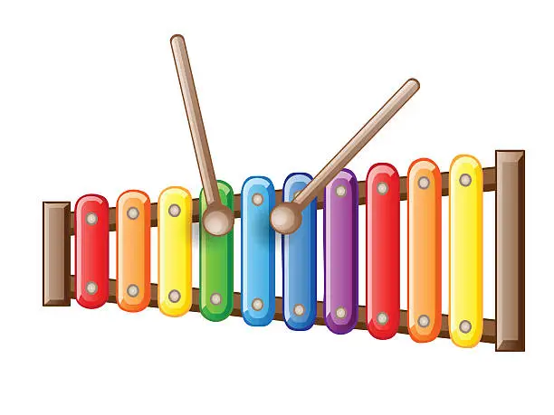 Vector illustration of Rainbow colored toy xylophone isolated on white backgroundPrint