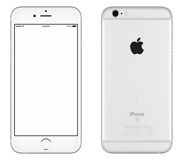 srebrny apple iphone 6s mockup widok z przodu i z tyłu - brand name zdjęcia i obrazy z banku zdjęć
