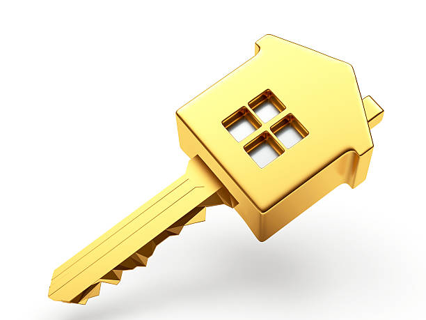 istock Golden house shape key. Mortgage concept. 505473884