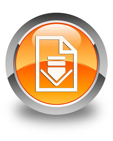 Download document icon glossy orange round button 2