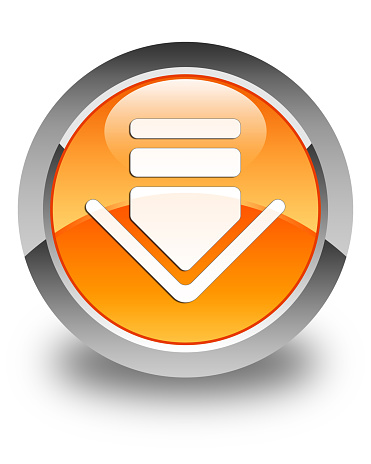 Download icon glossy orange round button 2