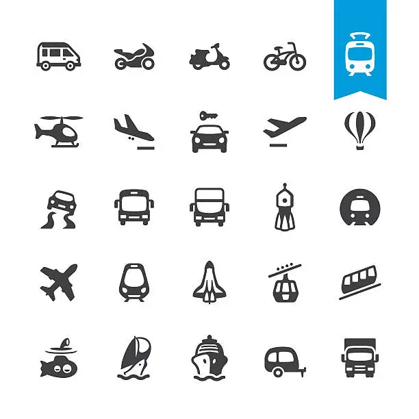 Vector illustration of Mode of Transport related vector icons