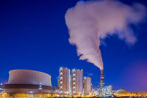 Power plant A big coal fired power plant. long exposure industry factory hamburg germany stock pictures, royalty-free photos & images