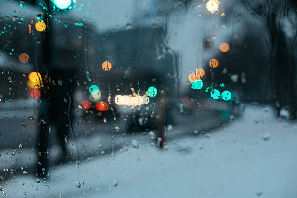 istock Wet sidewindow closeup in a cold day 505475772