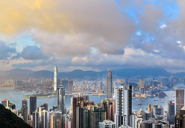istock Sunset over Victoria Harbor as viewed atop Victoria Peak 505488157