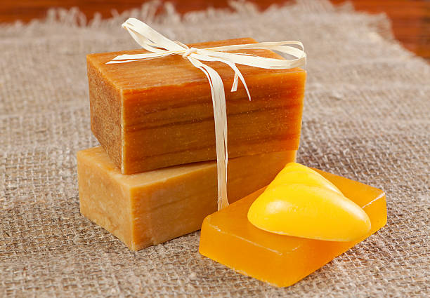 istock natural handmade soap, tied with twine 505488587
