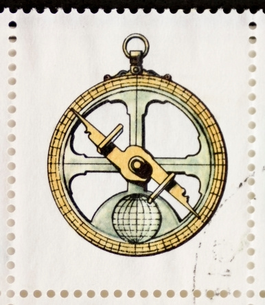ITALY  CIRCA 1978: a stamp printed in Italy shows illustration of  an old compass. Italy, circa 1978