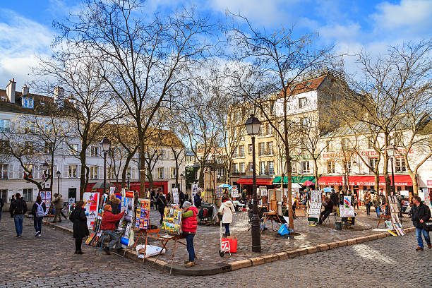 place du tertre - montmartre paris france basilique du sacre coeur france ストックフォトと画像