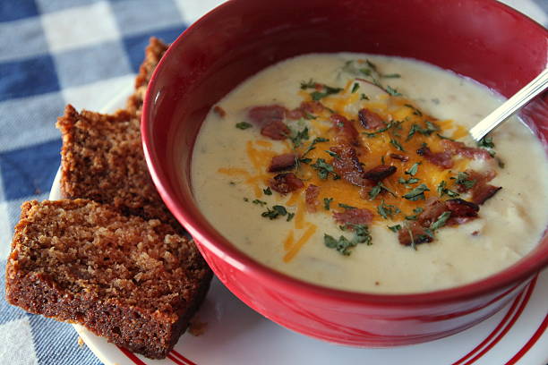 istock Baked Potato Soup with Sweet Bread 505492956
