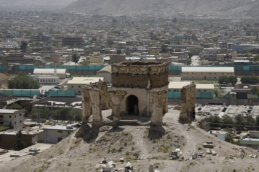Ruined mausoleum on Tepe Maranjan hill in Kabul