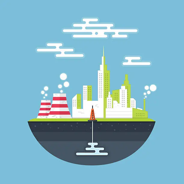 Vector illustration of Polluted industry city landscap