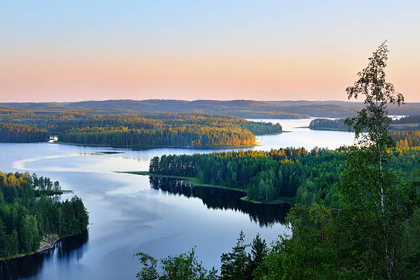 풍경을 saimaa 호수 위의, 핀란드 - cesa 뉴스 사진 이미지
