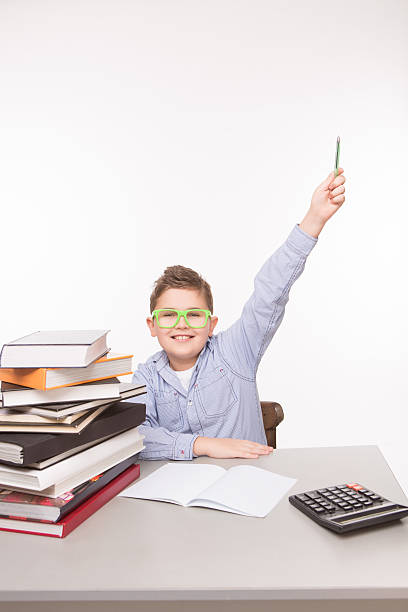istock Little business boy showing success 505494336