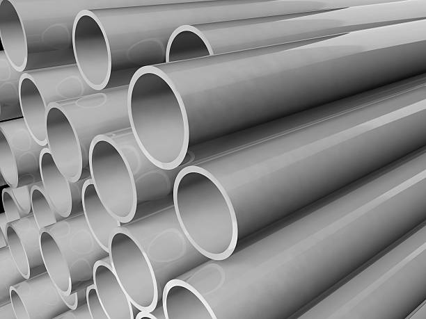 istock Plastic pipes of grey color 505494662