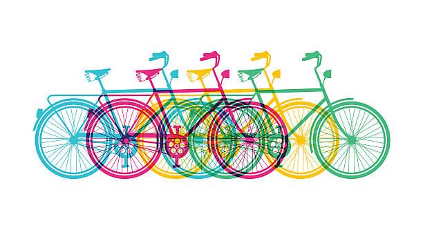 bildbanksillustrationer, clip art samt tecknat material och ikoner med retro bike concept silhouette bicycle colorful - allmänna handlingar