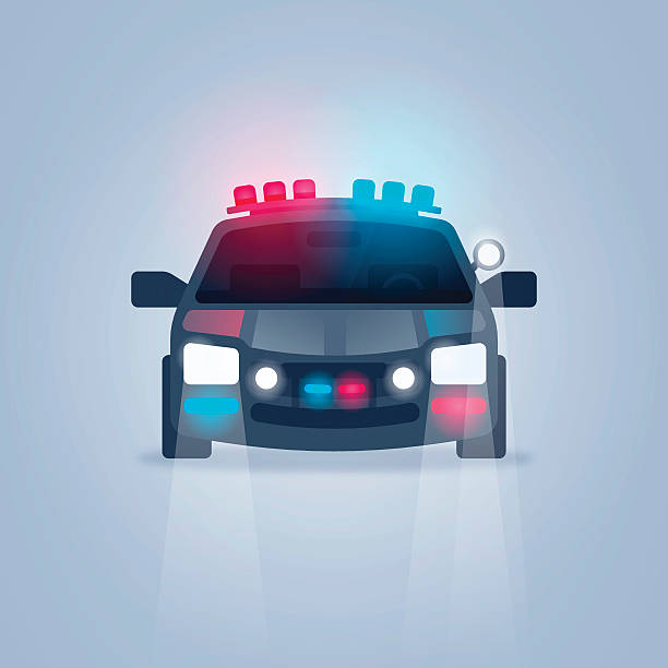 Police Car Police car symbol with police lights. EPS 10 file. Transparency effects used on highlight elements. police lights stock illustrations