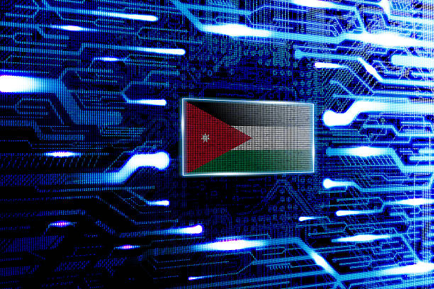 Jordan, Amman national official state flag in a computer technological world
