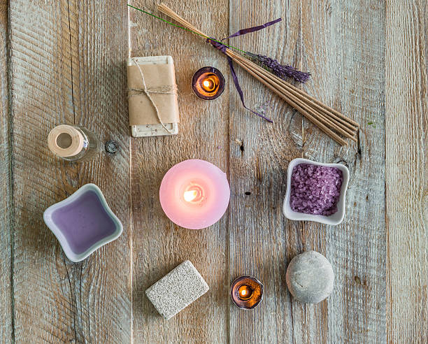 istock Composition of spa treatment on the wooden table 505499332