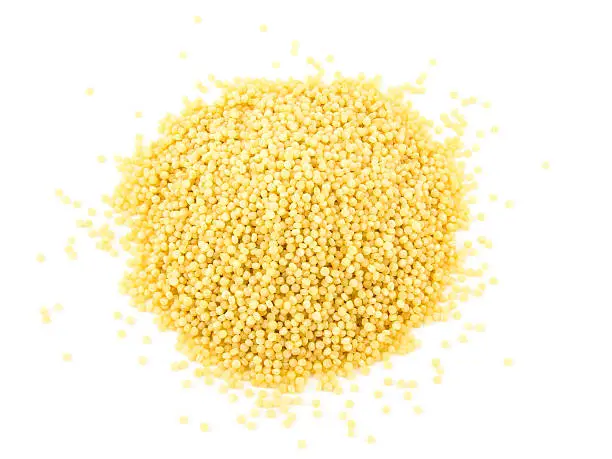 Pasta cuscus or Couscous isolated on white background.