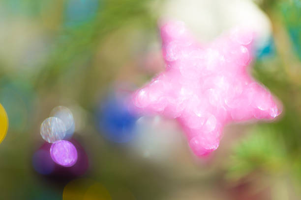 out of focus Christmas tree decorations