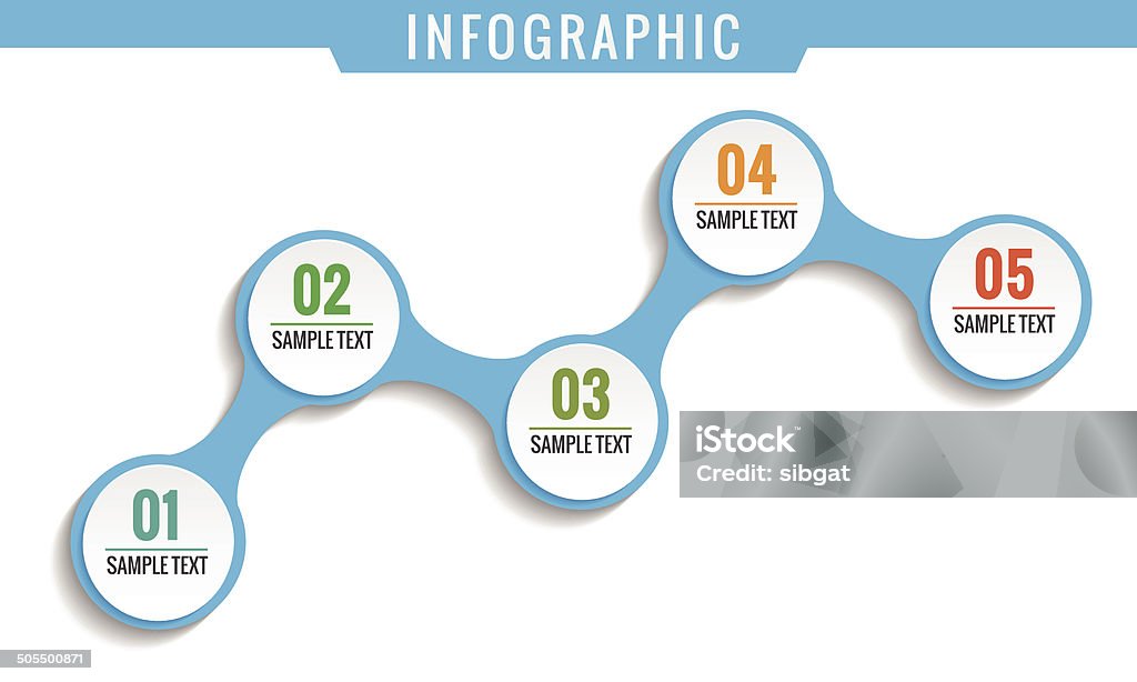 Einfach Infografik, fünf Schritte Vorlage. - Lizenzfrei Abstrakt Vektorgrafik