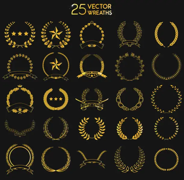 Vector illustration of 25 vectror  Wreaths.