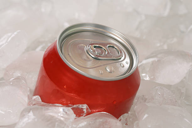 istock Cold cola in a can on ice cubes 505501767