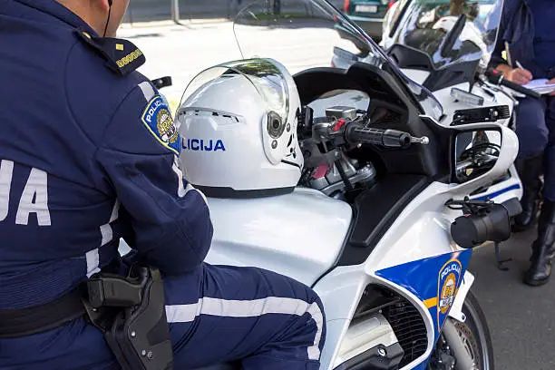 Croatian policeman on a motorcycle