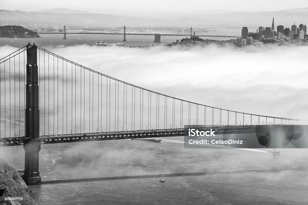 Golden Gate Bridge and Bay Bridge Golden Gate Bridge and Bay Bridge, San Francisco Bay, San Francisco, California, USA Architecture Stock Photo