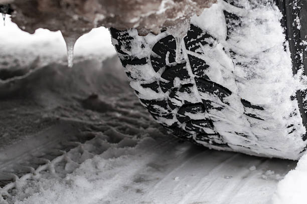 istock Winter tyre on the road 505513772