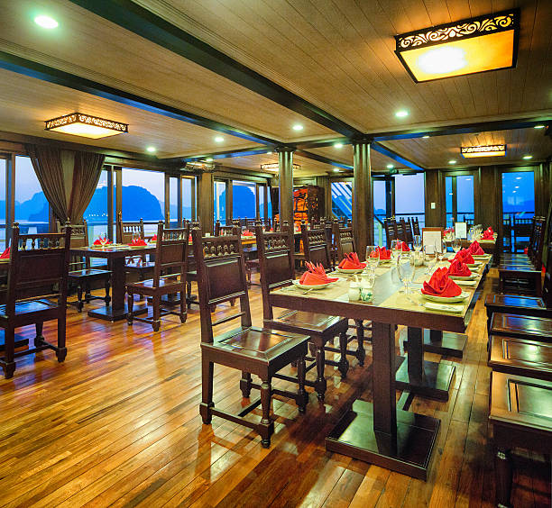 istock Dining room on a VIetnamese cruise ship in Halong Bay 505514730