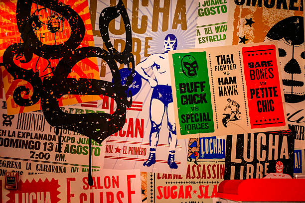 Mexican wrestling posters stock photo