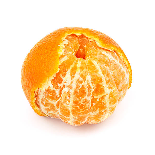 istock Tangerine fruit, with partially peeled skin isolated on white background 505517402