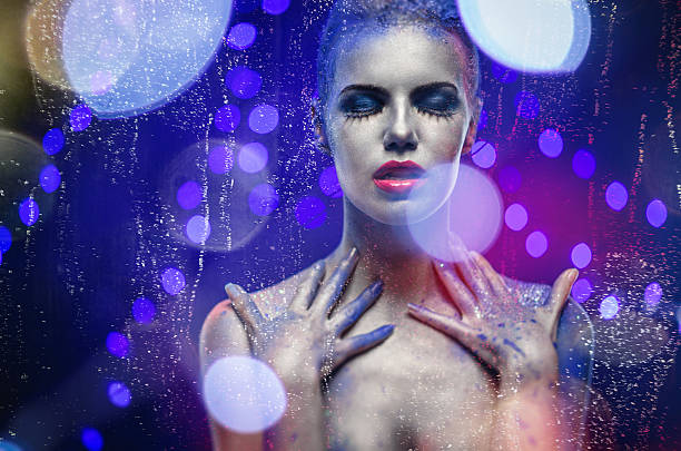 istock Beautiful woman with creative bright make-up 505517421
