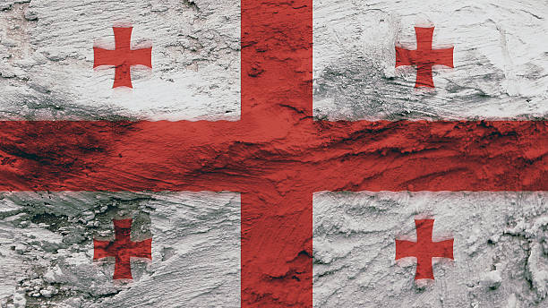 istock georgia Flag painting texture 505517737